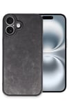 Mey İthalat®  iPhone 16 Plus Kılıf Aras Deri Kapak - Siyah