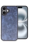 Mey İthalat®  iPhone 16 Plus Kılıf Aras Deri Kapak - Lacivert