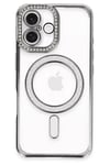 Mey İthalat®  iPhone 16 Plus Kılıf Joke Simli Magneticsafe Kılıf - Gri