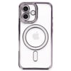 Mey İthalat®  iPhone 16 Plus Kılıf Joke Simli Magneticsafe Kılıf - Derin Mor
