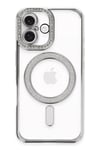 Mey İthalat®  iPhone 16 Plus Kılıf Joke Simli Magneticsafe Kılıf - Gümüş