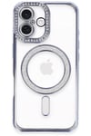 Mey İthalat®  iPhone 16 Plus Kılıf Joke Simli Magneticsafe Kılıf - Mavi