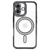 Mey İthalat®  iPhone 16 Plus Kılıf Joke Simli Magneticsafe Kılıf - Siyah