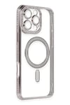 Mey İthalat®  iPhone 16 Pro Kılıf Joke Simli Magneticsafe Kılıf - Pembe
