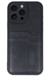 Mey İthalat®  iPhone 16 Pro Kılıf Sara Kartvizitli Deri Kılıf - Siyah