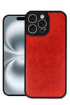 Mey İthalat®  iPhone 16 Pro Max Kılıf Aras Deri Kapak - Kırmızı
