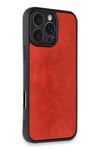 Mey İthalat®  iPhone 16 Pro Max Kılıf Aras Deri Kapak - Kırmızı