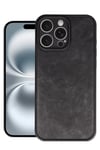 Mey İthalat®  iPhone 16 Pro Max Kılıf Aras Deri Kapak - Siyah
