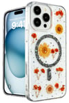 Mey İthalat®  iPhone 16 Pro Max Kılıf Daisy Simli Magsafe Kapak - Siyah