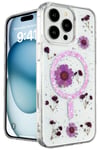 Mey İthalat®  iPhone 16 Pro Max Kılıf Daisy Simli Magsafe Kapak - Mor