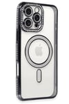 Mey İthalat®  iPhone 16 Pro Max Kılıf Joke Simli Magneticsafe Kılıf - Siyah