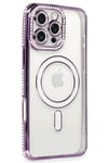 Mey İthalat®  iPhone 16 Pro Max Kılıf Joke Simli Magneticsafe Kılıf - Derin Mor