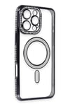 Mey İthalat®  iPhone 16 Pro Max Kılıf Joke Simli Magneticsafe Kılıf - Siyah