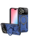 Mey İthalat®  iPhone 16 Pro Max Kılıf Joy Lens Standlı Kapak - Lacivert