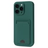 Mey İthalat®  iPhone 16 Pro Max Kılıf Kelvin Kartvizitli Silikon - Koyu Yeşil