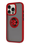 Mey İthalat®  iPhone 16 Pro Max Kılıf Montreal Yüzüklü Silikon Kapak - Kırmızı