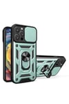 Mey İthalat®  iPhone 16 Pro Max Kılıf Pars Lens Yüzüklü Silikon - Yeşil