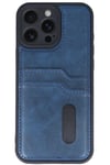 Mey İthalat®  iPhone 16 Pro Max Kılıf Sara Kartvizitli Deri Kılıf - Lacivert