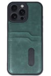 Mey İthalat®  iPhone 16 Pro Max Kılıf Sara Kartvizitli Deri Kılıf - Koyu Yeşil