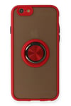 Mey İthalat®  iPhone 6 Kılıf Montreal Yüzüklü Silikon Kapak - Kırmızı