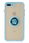 Mey İthalat®  iPhone 7 Plus Kılıf Montreal Yüzüklü Silikon Kapak - Buz Mavi