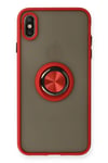 Mey İthalat®  iPhone X Kılıf Montreal Yüzüklü Silikon Kapak - Kırmızı