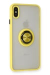 Mey İthalat®  iPhone X Kılıf Montreal Yüzüklü Silikon Kapak - Sarı