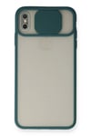 Mey İthalat®  iPhone X Kılıf Palm Buzlu Kamera Sürgülü Silikon - Yeşil