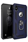 Mey İthalat®  iPhone X Kılıf Sofya Yüzüklü Silikon Kapak - Lacivert