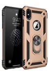 Mey İthalat®  iPhone X Kılıf Sofya Yüzüklü Silikon Kapak - Gold
