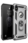 Mey İthalat®  iPhone X Kılıf Sofya Yüzüklü Silikon Kapak - Gümüş