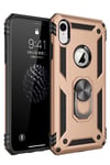 Mey İthalat®  iPhone XR Kılıf Sofya Yüzüklü Silikon Kapak - Gold