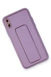 Mey İthalat®  iPhone XS Max Kılıf Coco Deri Standlı Kapak - Koyu Lila