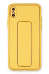 Mey İthalat®  iPhone XS Max Kılıf Coco Deri Standlı Kapak - Sarı