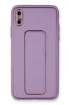 Mey İthalat®  iPhone XS Max Kılıf Coco Deri Standlı Kapak - Koyu Lila
