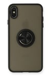 Mey İthalat®  iPhone XS Max Kılıf Montreal Yüzüklü Silikon Kapak - Siyah