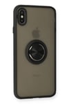 Mey İthalat®  iPhone XS Max Kılıf Montreal Yüzüklü Silikon Kapak - Siyah