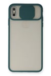 Mey İthalat®  iPhone XS Max Kılıf Palm Buzlu Kamera Sürgülü Silikon - Yeşil