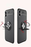 Mey İthalat®  iPhone XS Max Kılıf Range Yüzüklü Silikon - Siyah-Mavi