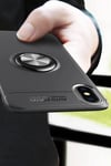 Mey İthalat®  iPhone XS Max Kılıf Range Yüzüklü Silikon - Siyah-Mavi