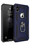 Mey İthalat®  iPhone XS Max Kılıf Sofya Yüzüklü Silikon Kapak - Lacivert