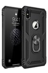 Mey İthalat®  iPhone XS Max Kılıf Sofya Yüzüklü Silikon Kapak - Siyah