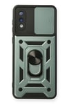 Mey İthalat®  Samsung Galaxy A02 Kılıf Pars Lens Yüzüklü Silikon - Yeşil