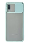 Mey İthalat®  Samsung Galaxy A02 Kılıf Palm Buzlu Kamera Sürgülü Silikon - Turkuaz