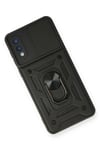 Mey İthalat®  Samsung Galaxy A02 Kılıf Pars Lens Yüzüklü Silikon - Siyah