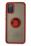 Mey İthalat®  Samsung Galaxy A02S Kılıf Montreal Yüzüklü Silikon Kapak - Kırmızı