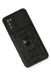 Mey İthalat®  Samsung Galaxy A02S Kılıf Pars Lens Yüzüklü Silikon - Siyah