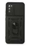 Mey İthalat®  Samsung Galaxy A02S Kılıf Pars Lens Yüzüklü Silikon - Siyah