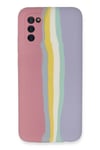 Mey İthalat®  Samsung Galaxy A03S Kılıf Ebruli Lansman Silikon - Pembe-Lila