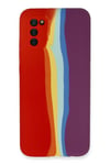 Mey İthalat®  Samsung Galaxy A03S Kılıf Ebruli Lansman Silikon - Kırmızı-Mor